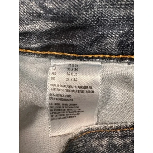 American Eagle Original Straight Jeans Mens 36x34 Blue Denim Fade - Picture 8 of 11